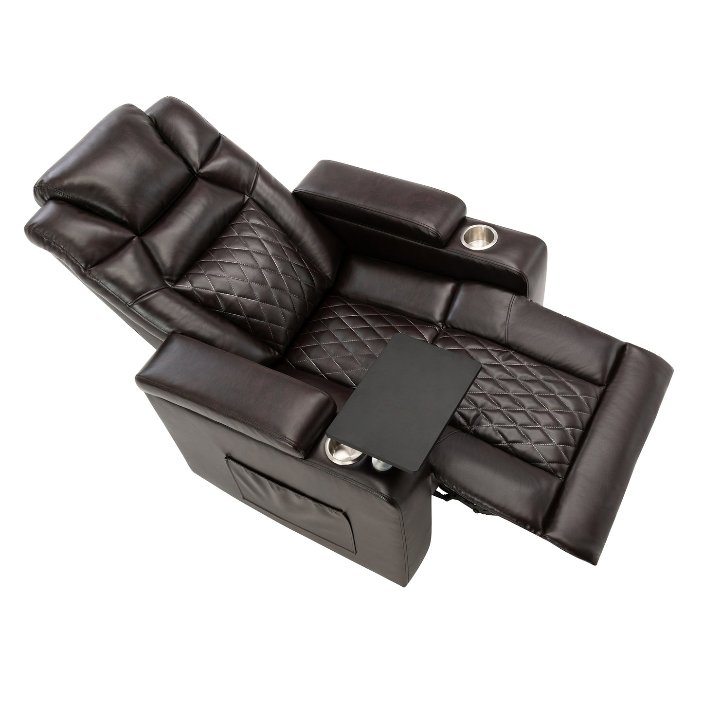 Nap Station Motion Recliner with 360° Swivel Tray Table  - Brown