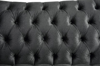 Gaura Velvet Loveseat w/3 Pillows - Dark Gray