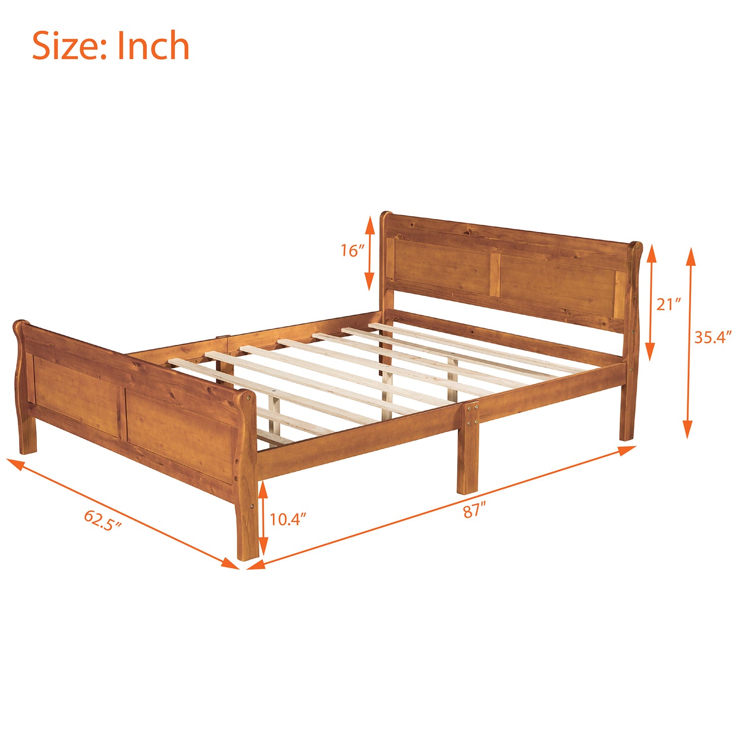 Urban Fusion Queen Size Wood Platform Bed - Oak