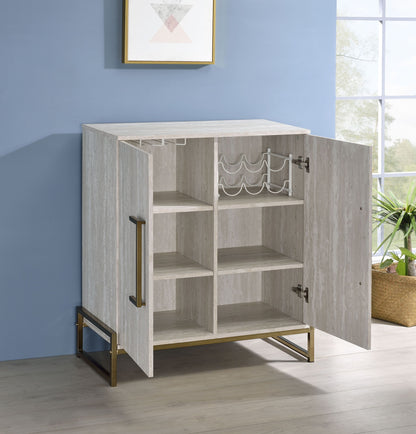 Larkin - Faux Marble Wine Cabinet - Pearl Silver