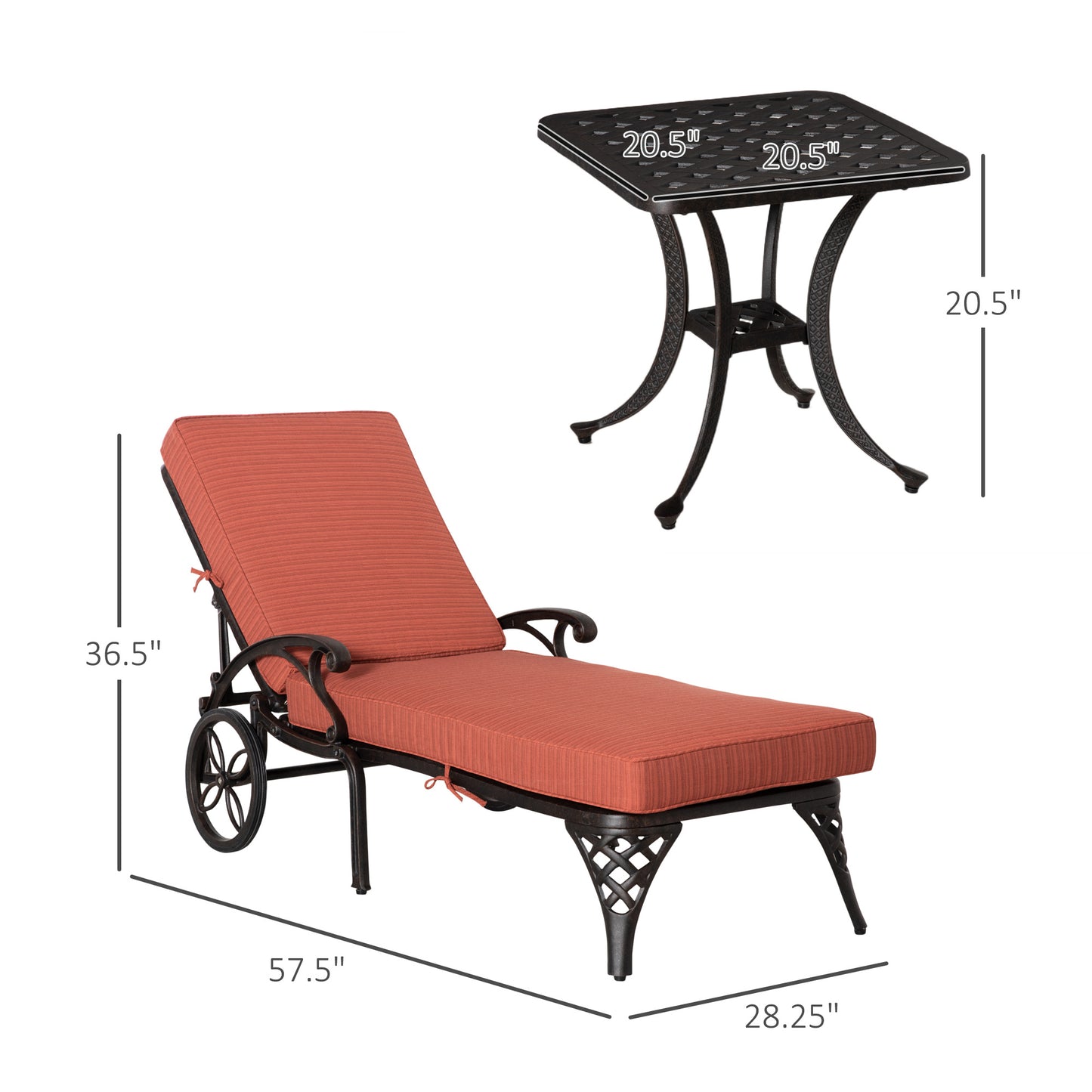 Olimpia Patio Adjustable Chaise Lounge Chair - Red