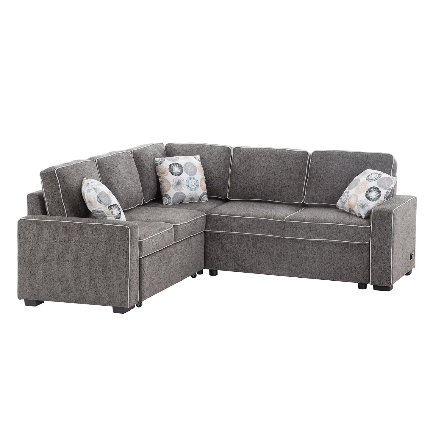 Berg L-Shaped Pull Out Convertible Sleeper Sofa - Dark Gray