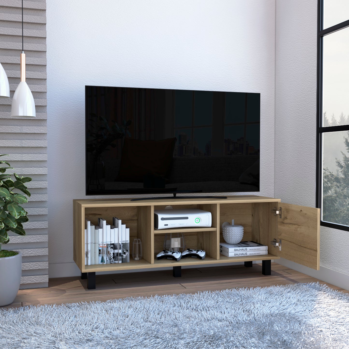 Harrison 3-Shelf Rectangle TV Stand - Light Oak