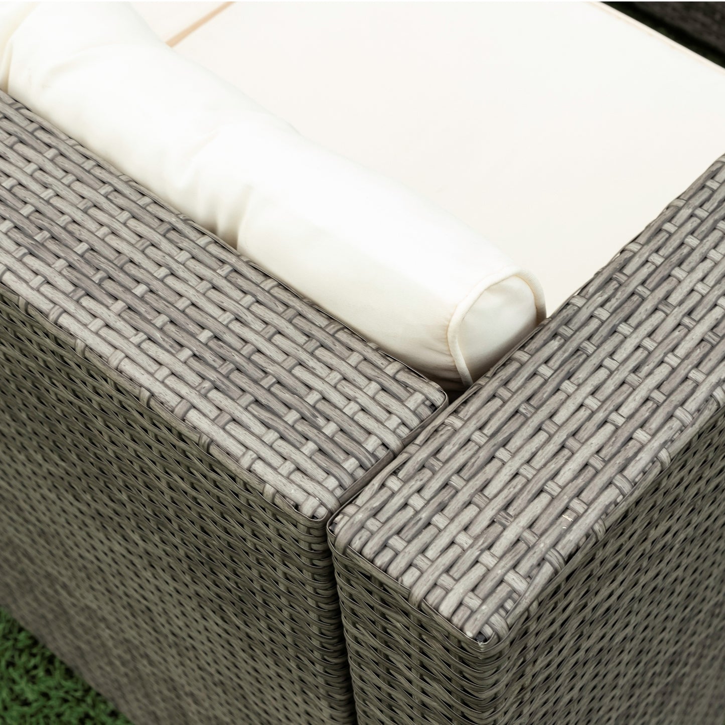 Stanley 4 Pc Outdoor Patio Rattan Sectional Sofa Set - Creme