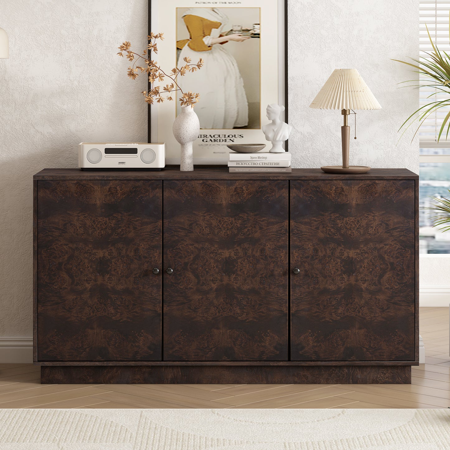 Lesia Pattern Storage Cabinet - Brown