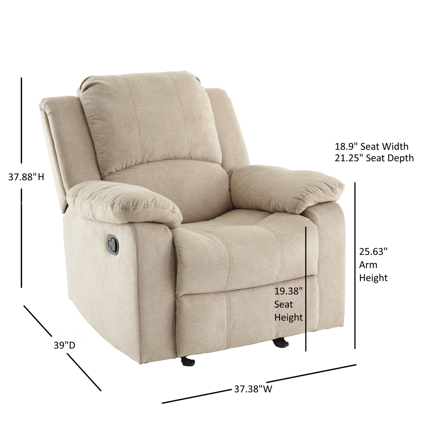 Weber Microfiber Glider Recliner - Sand