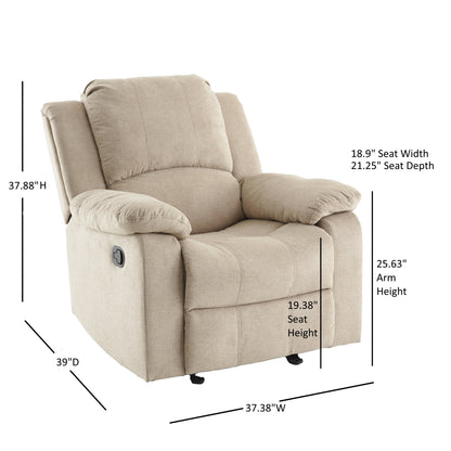 Weber Microfiber Glider Recliner - Sand