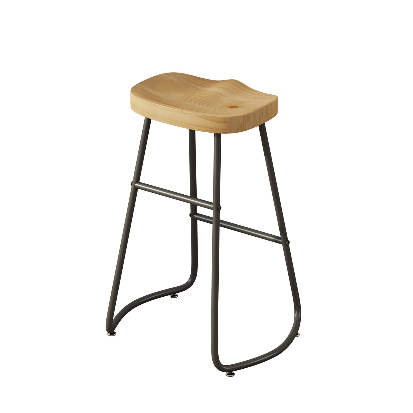 Stylish and Minimalist Bar Stools - Wood  Set of 2