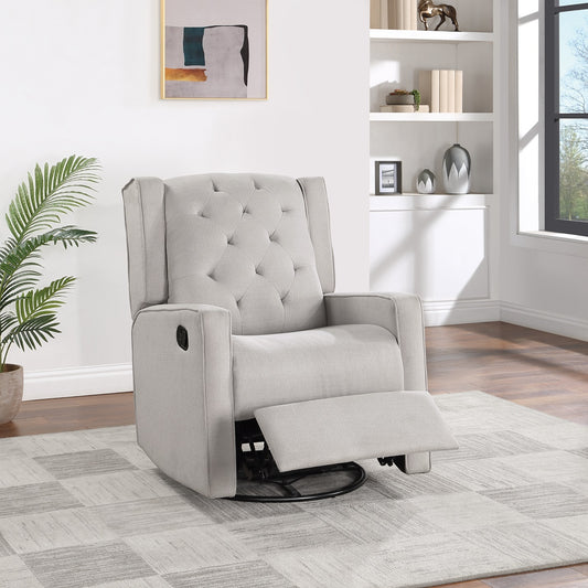 Nelson Polyfiber Swivel Recliner Chair - Light Gray