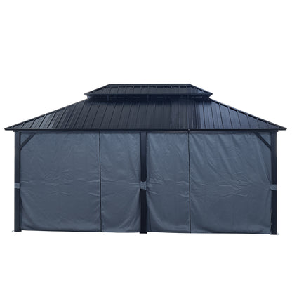 Afix 12 X 18 ft  Permanent Hardtop Gazebo Canopy - Black