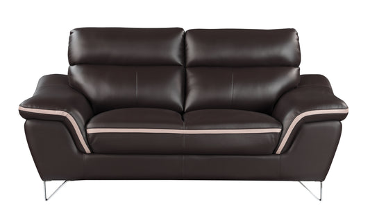 Eden Genuine Leather Loveseat - Brown