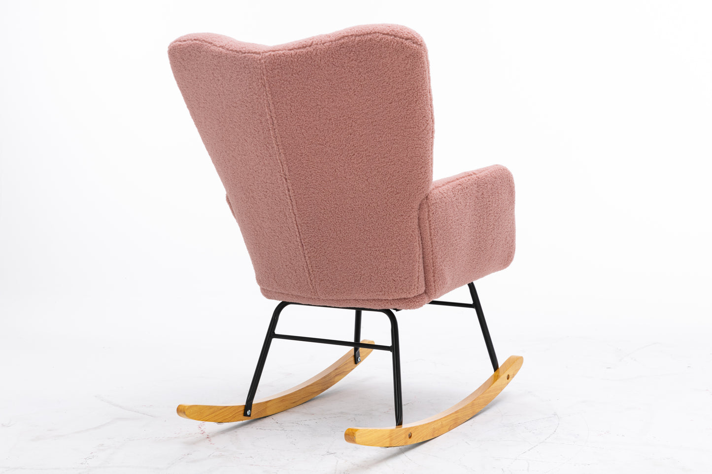 Noble Wool Fabric Upholstered Rocking Chair - Pink