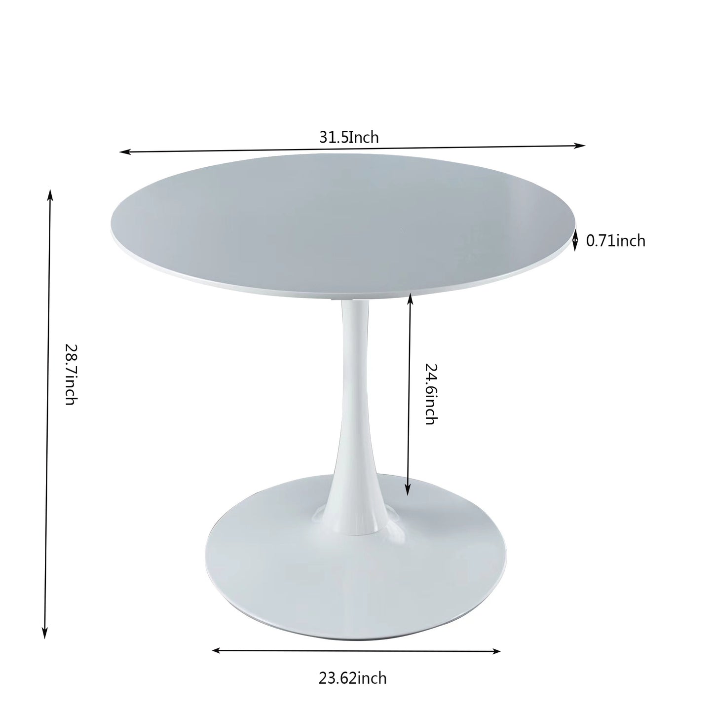 Reggie 5pc Set Round Table 4x Side Chairs - White