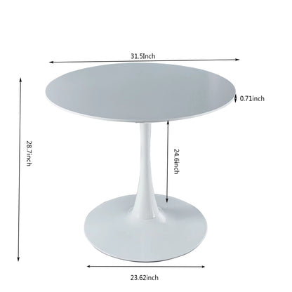 Reggie 5pc Set Round Table 4x Side Chairs - White