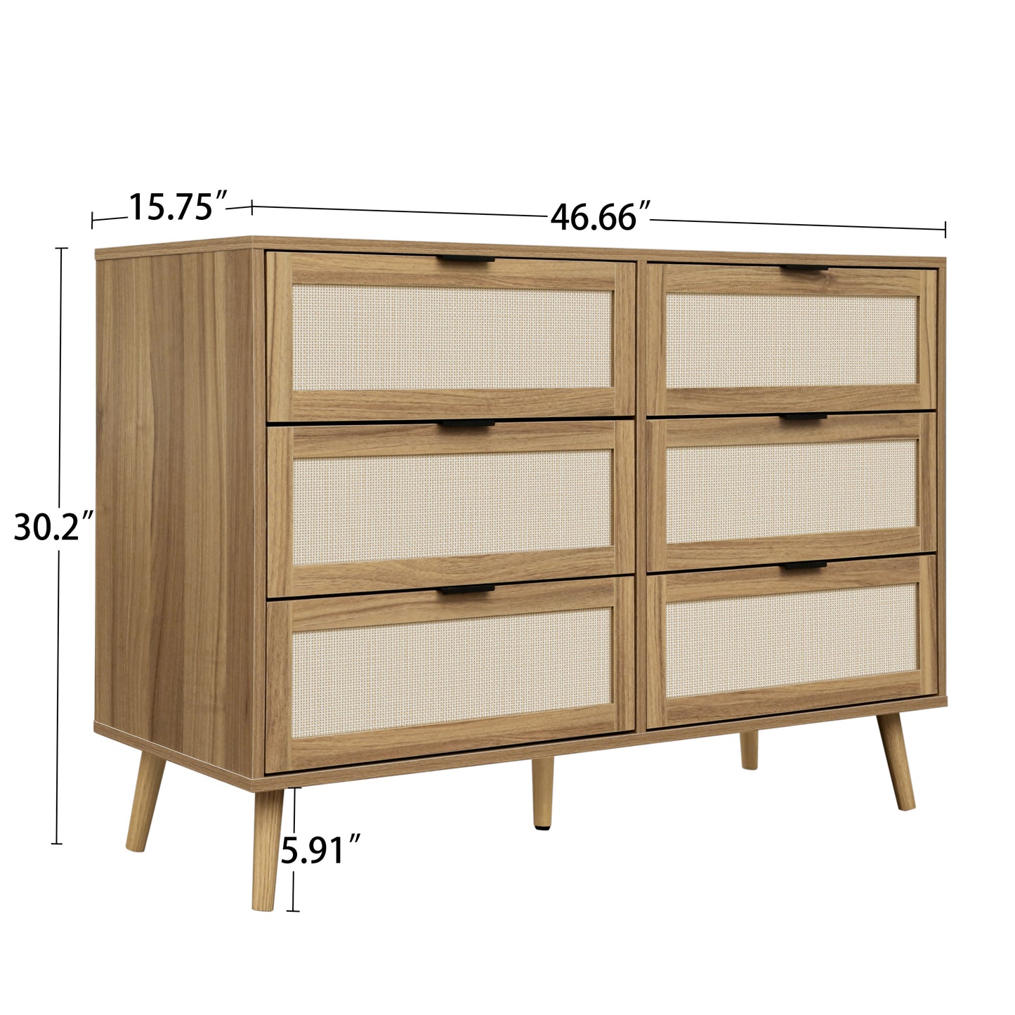 Noi 6 Drawer Dresser Wood Cabinet - Walnut