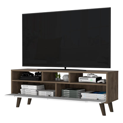 New Haven 2-Drawer 3-Shelf TV Stand -Dark Walnut/White