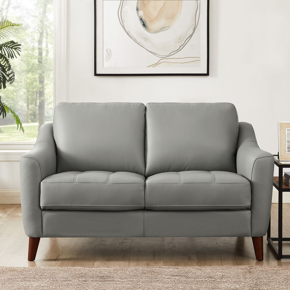 Ersa Leather Loveseat - Gray