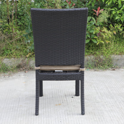 Aaron Outdoor Wicker Dining Chairs With Cushion (Set of 8) - Brown/Chocolate