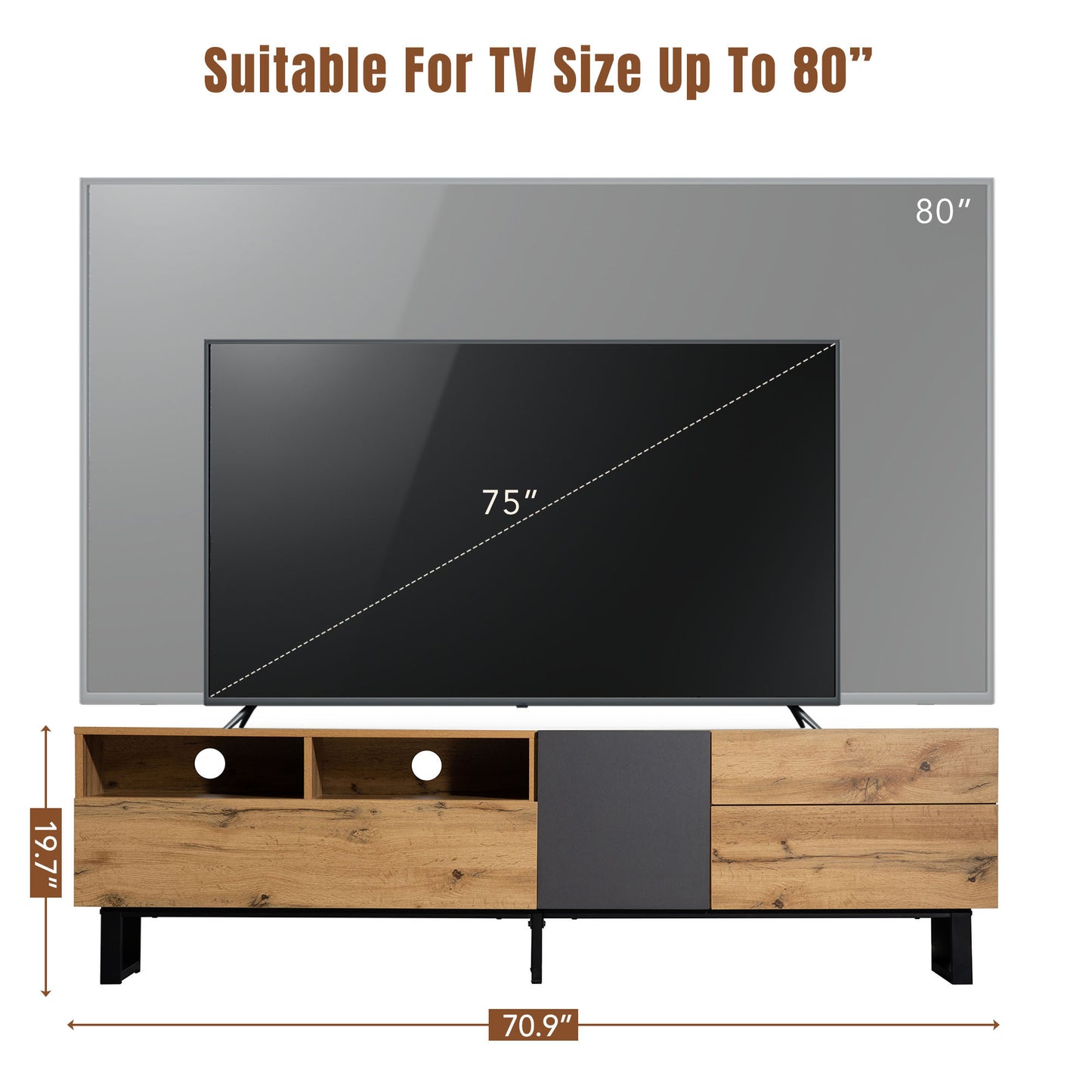 Vato Modern TV Stand Entertainment Center - Wood