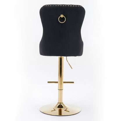 Golden Velvet Comfort Barstools - Black Set of 2