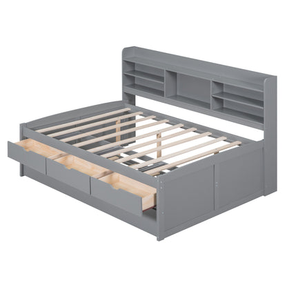 Gini Full Size Daybed with Trundle and Storage - Light Gray