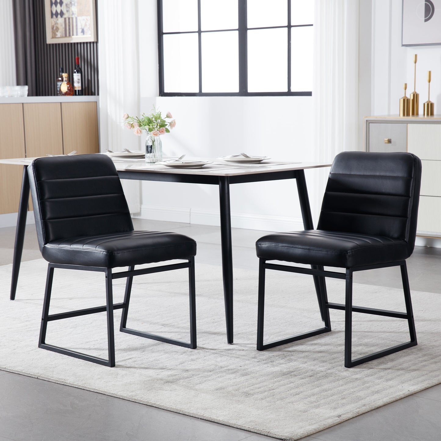 Bibi Dining Chairs with Metal Legs (Set of 2) - Black