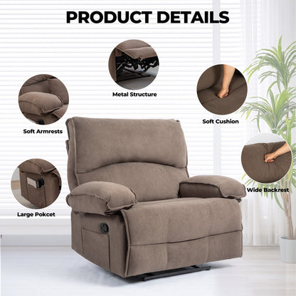 Kenzo Oversized Manual Recliner Chair - Brown