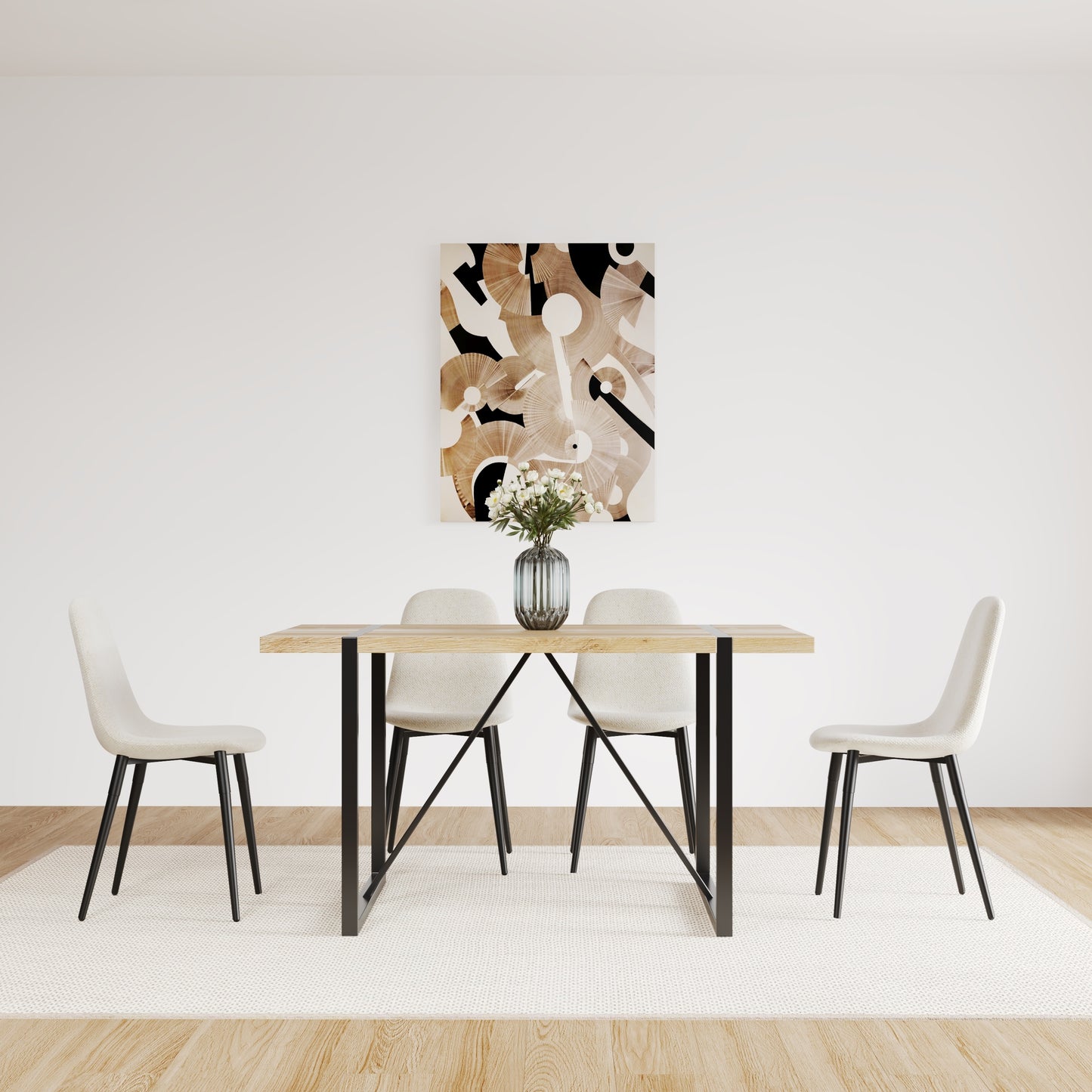 Ona II Fabric Dining Chairs with Black Metal Leg (Set of 2) - Beige