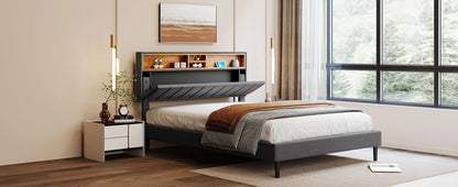 Alvin Queen Size Platform Bed Frame - Gray