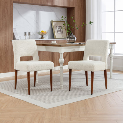 Giordano Dining Chairs with Solid Wood (Set of 2) - Cream