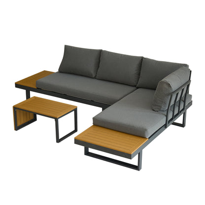 Aurora Aluminum Outdoor L-Shaped Sectional Sofa Set