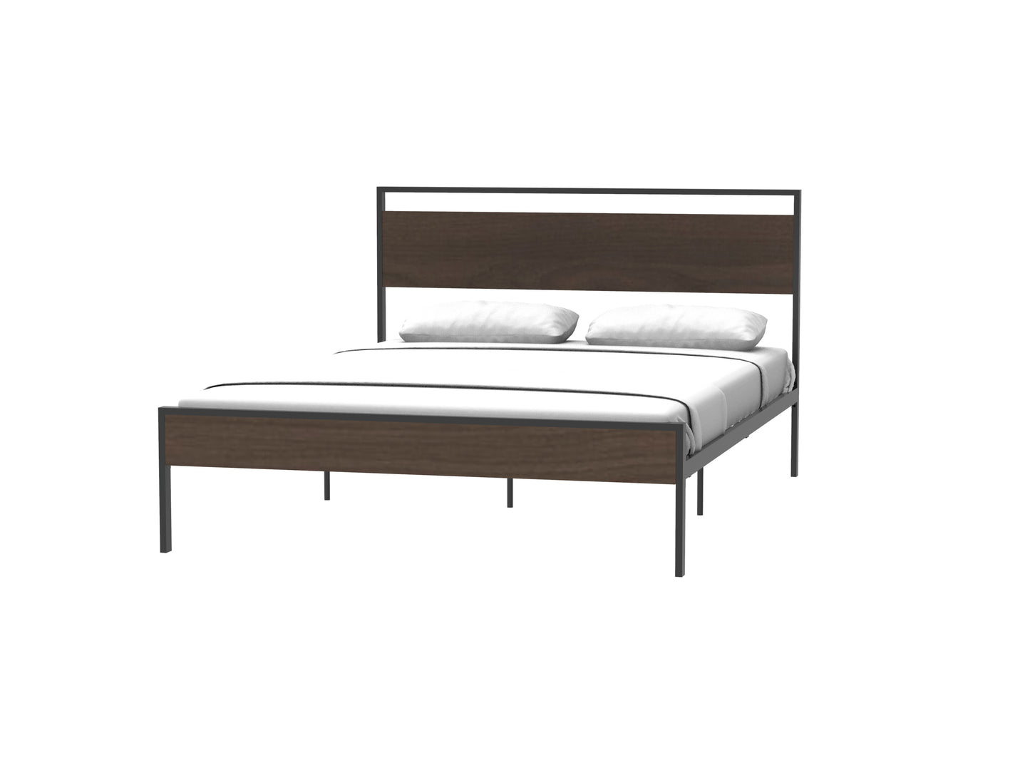 Ceres Queen Size Metal Bed - Walnut