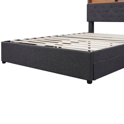 Nectar Full Size Upholstered Platform Bed - Dark Gray