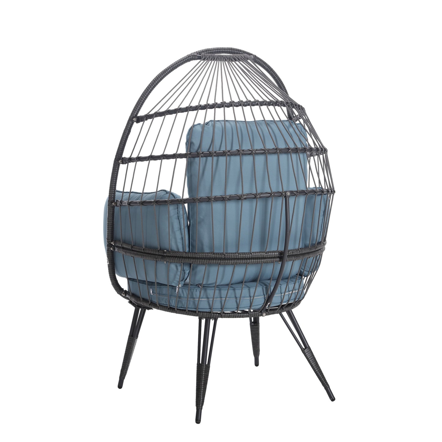 Mora Egg Wicker Outdoor Indoor Basket Chair - Blue