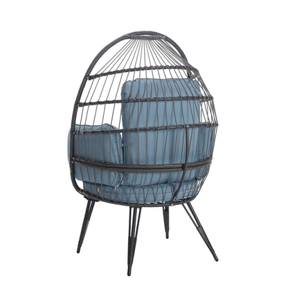 Mora Egg Wicker Outdoor Indoor Basket Chair - Blue