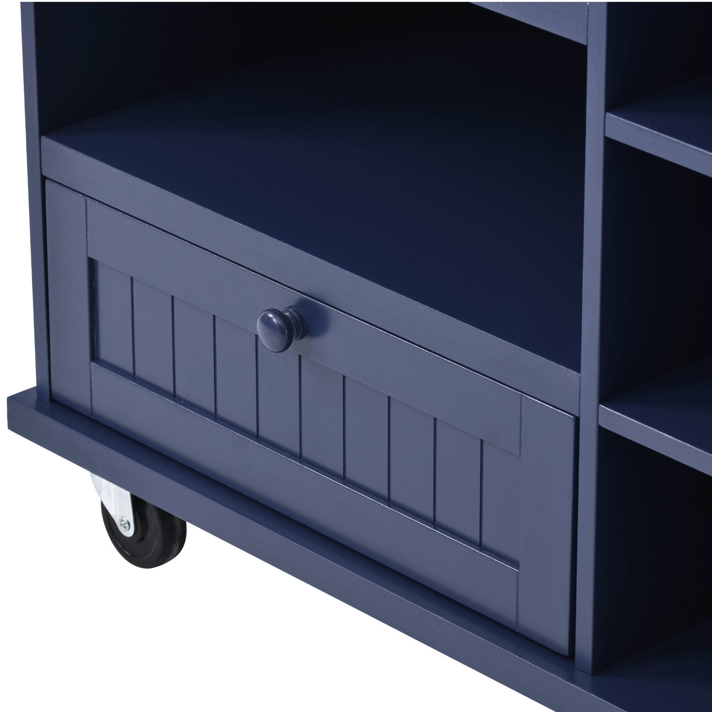 Retro Kitchen Island Cart with Storage Cabinet -Dark blue