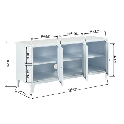 Industrial Metal Side Panel Storage Cabinet - White