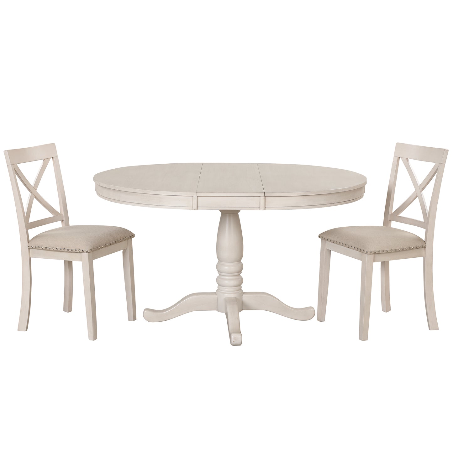 Vivia 5pc Dining Set Round Table 4x side Chairs - White