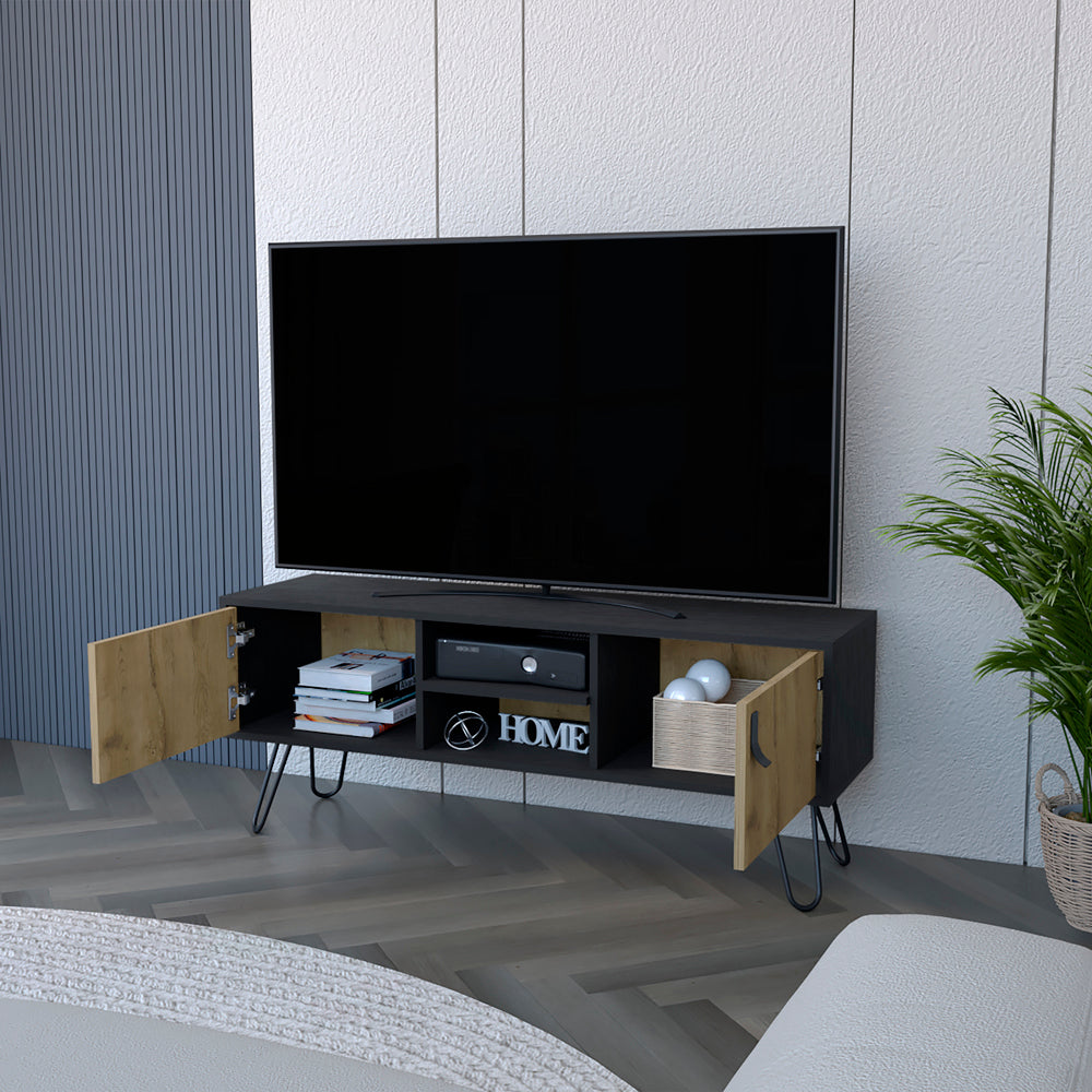 Adena TV Stand - Black/Macadamia