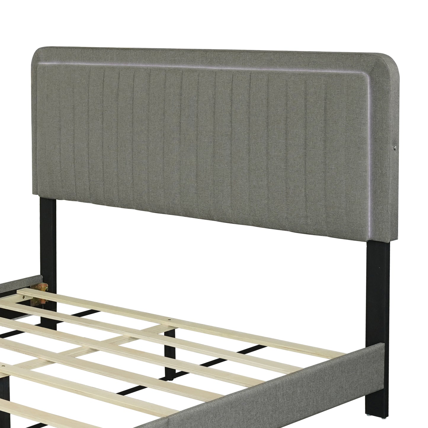 Huka Queen Size Platform Bed with Adjustable Height - Stone Gray