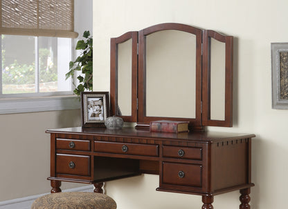 Arias Vanity Set with Foldable Mirror - Cherry