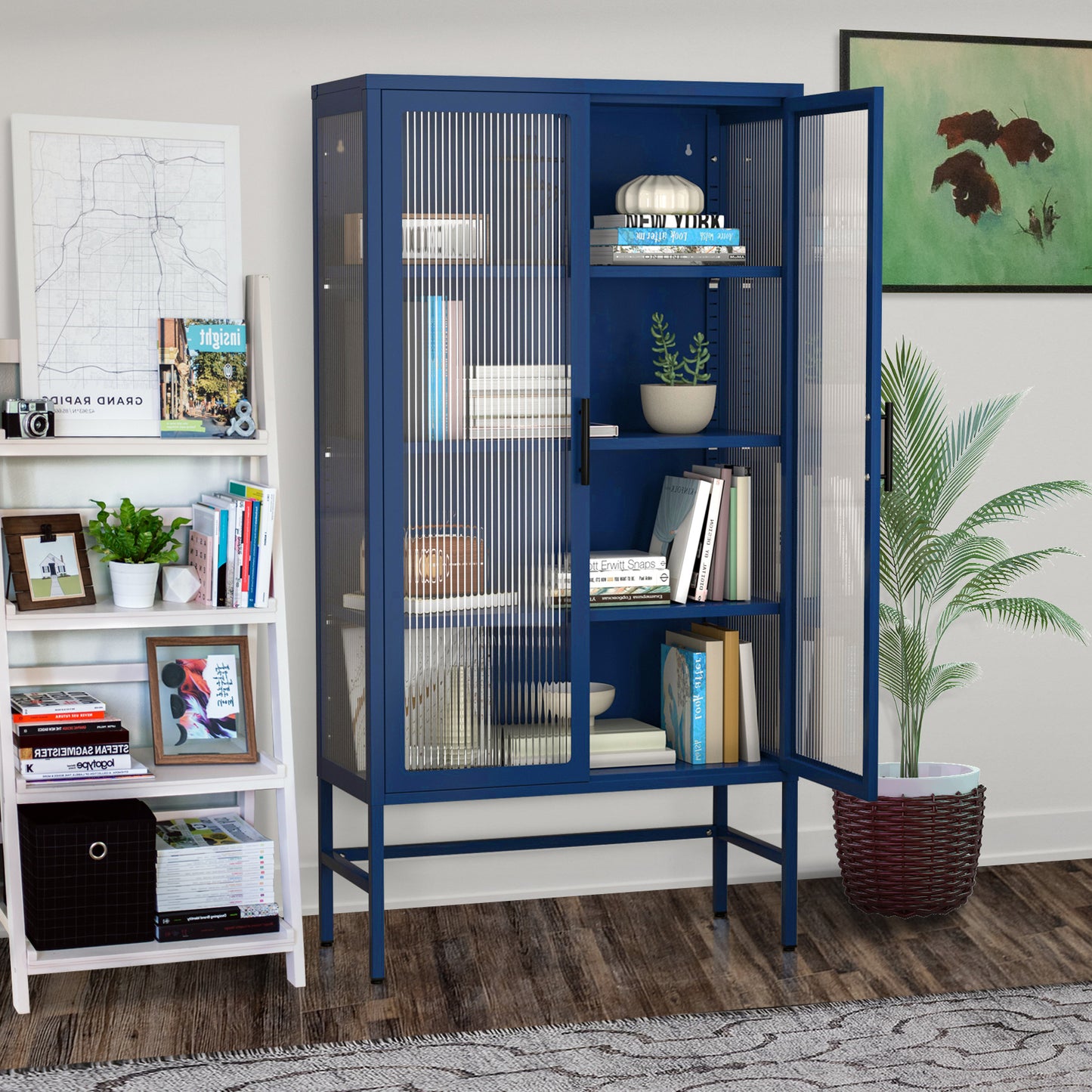 Pratt Double Door Tempered Glass Sideboard - Blue