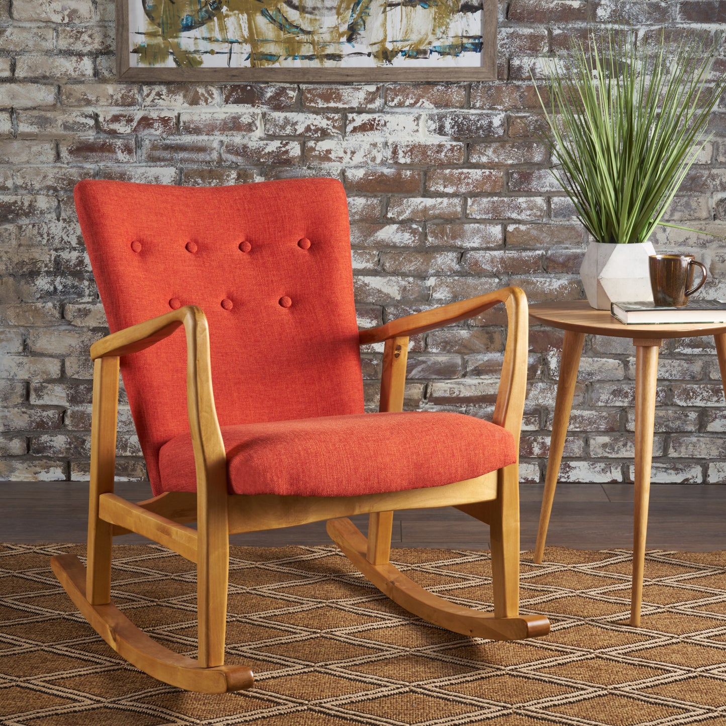 Shania Solid Wood Rocking Chair - Orange