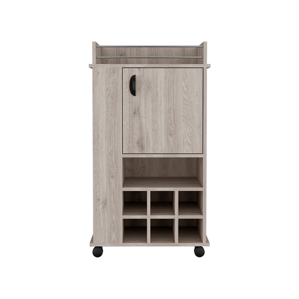 Six Wine Cubbies Bar Cart  - Natural