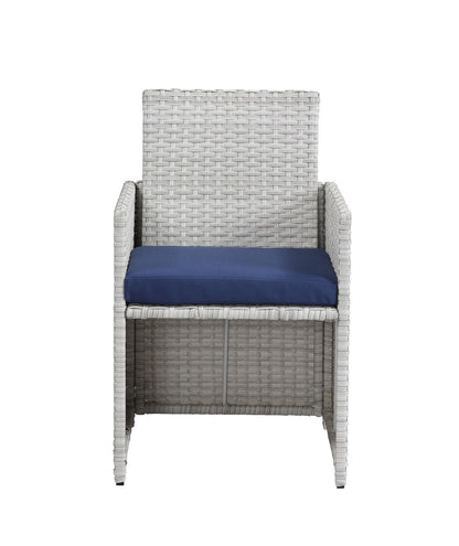 Trisha 9 Pc Patio Set, Blue Fabric & Wicker