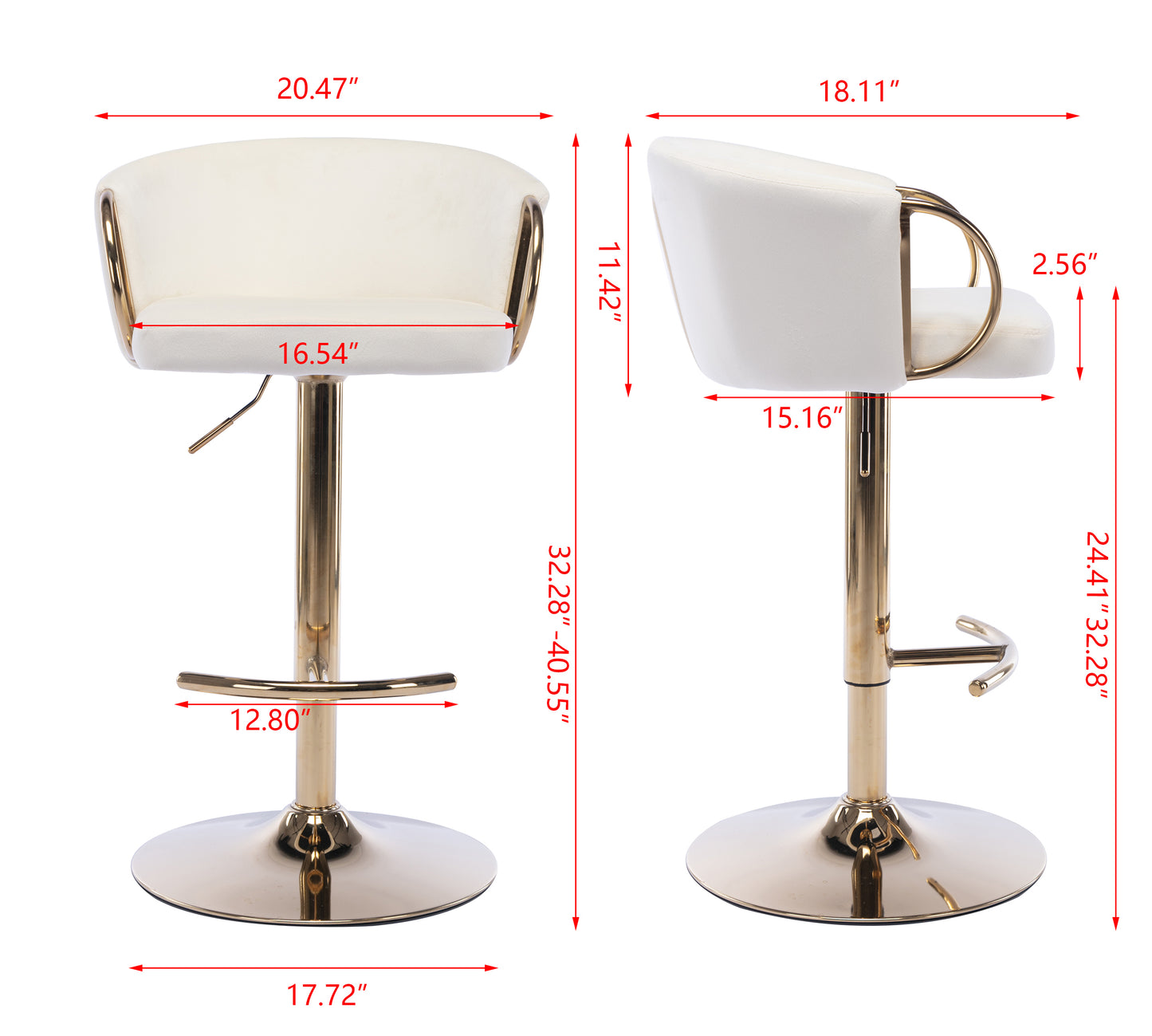 Echoes Velvet Swivel Bar Stools -  Ivory Set of 2