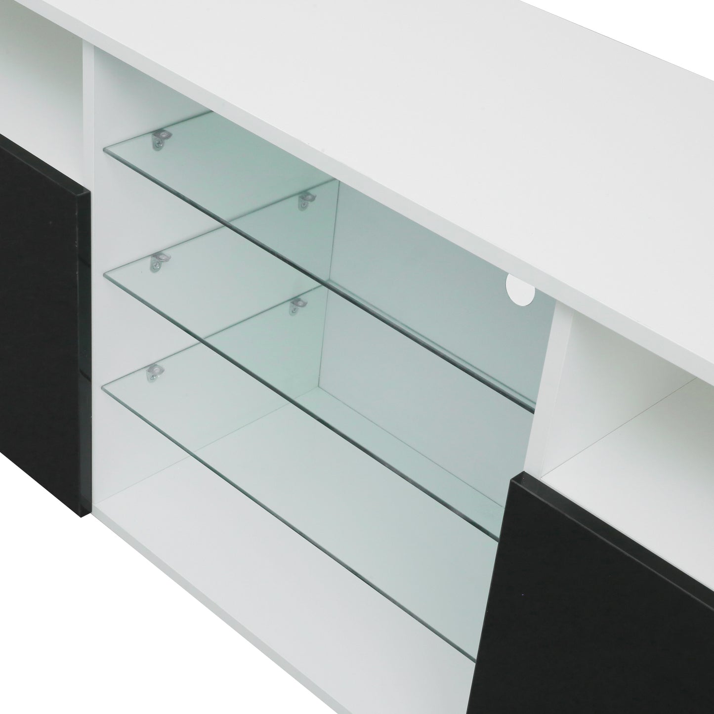 Ivan TV Stand LED High Gloss Doors - White/Black