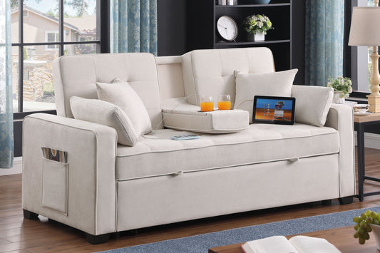 Cody II Woven Fabric Convertible Sleeper Loveseat - Beige