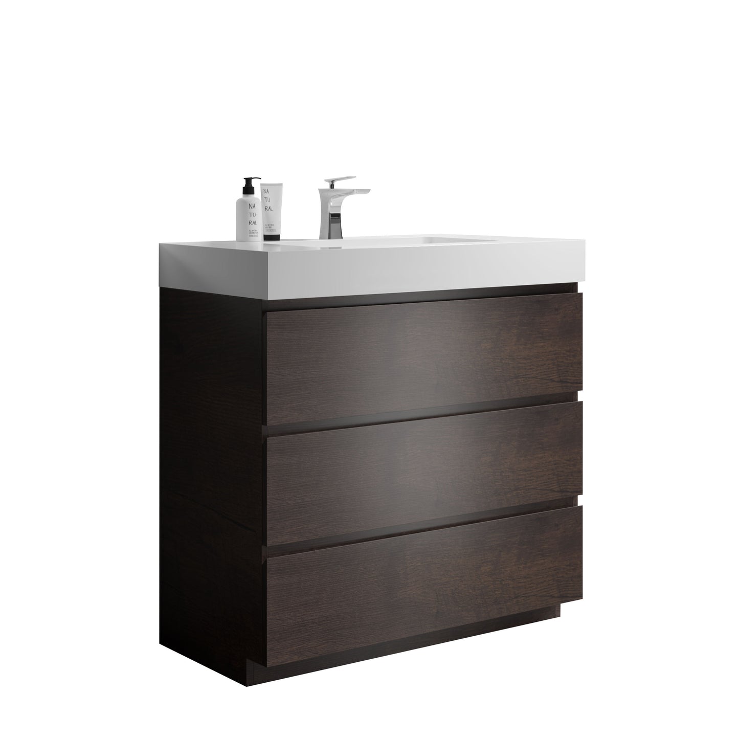 Kito  36" Bathroom Vanity with Sink  without Drain and Faucet - Walnut