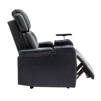 Xavier PU Leather Power Recliner - Black